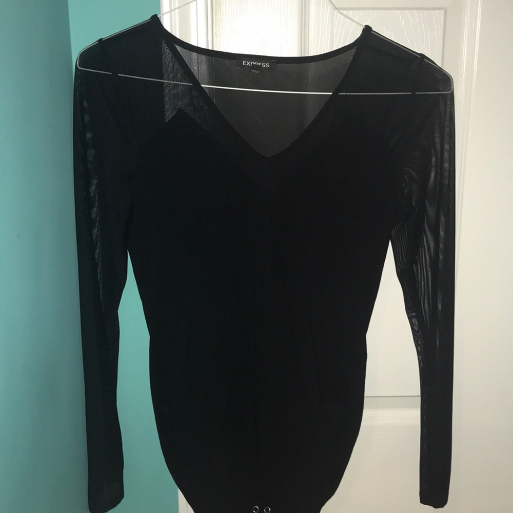 black bodysuit with mesh detail!